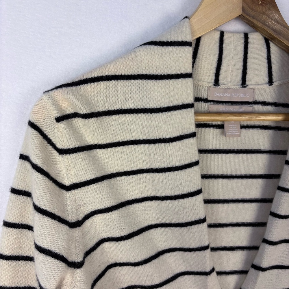 Banana Republic Cream Striped Cashmere Blend Cardigan - Picture 3 of 6